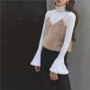 TE697MEH Korean fashion chic plush gallus vest with bishop sleeve t-shirt