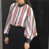 TE698MEH Korean fashion chic batwing sleeve leather splicing cuff chiffon blouse