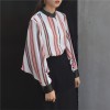 TE698MEH Korean fashion chic batwing sleeve leather splicing cuff chiffon blouse