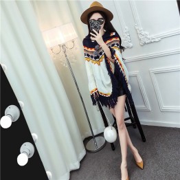 TE1267YYG Tassel geometry national style knitting cloak