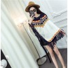 TE1267YYG Tassel geometry national style knitting cloak