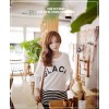 TE1512GJWL Loose fashion print t-shirt with stripes vest