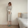 TE1520GJWL Autumn comfortable joker thicken wool flock long dress