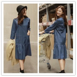 TE1521GJWL Korean fashion autumn loose denim dress