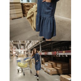 TE1521GJWL Korean fashion autumn loose denim dress