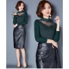 TE3002WSSP New style large size mesh lace splicing wool lining backing shirt