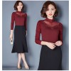 TE3002WSSP New style large size mesh lace splicing wool lining backing shirt