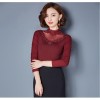 TE3002WSSP New style large size mesh lace splicing wool lining backing shirt