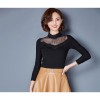 TE3002WSSP New style large size mesh lace splicing wool lining backing shirt