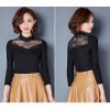 TE3002WSSP New style large size mesh lace splicing wool lining backing shirt