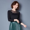 TE3005WSSP New style large size mesh lace splicing wool lining backing shirt