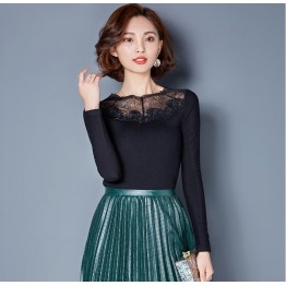 TE3005WSSP New style large size mesh lace splicing wool lining backing shirt