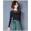 TE3005WSSP New style large size mesh lace splicing wool lining backing shirt