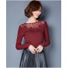 TE3005WSSP New style large size mesh lace splicing wool lining backing shirt