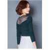 TE3005WSSP New style large size mesh lace splicing wool lining backing shirt