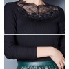 TE3005WSSP New style large size mesh lace splicing wool lining backing shirt