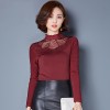 TE3006WSSP New style large size mesh lace rhinestone wool lining backing shirt