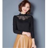 TE3006WSSP New style large size mesh lace rhinestone wool lining backing shirt