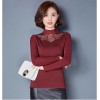 TE3006WSSP New style large size mesh lace rhinestone wool lining backing shirt