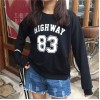 TE6223MDFS Korean fashion preppy style letters print long sleeve sweatshirt