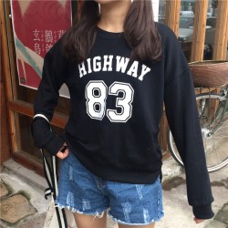 TE6223MDFS Korean fashion preppy style letters print long sleeve sweatshirt