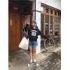 TE6223MDFS Korean fashion preppy style letters print long sleeve sweatshirt