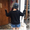 TE6223MDFS Korean fashion preppy style letters print long sleeve sweatshirt