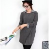 TE1401GJWL Autumn new style checks splicing sueded long tops
