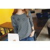 TE1402GJWL Korean fashion casual loose stripes embroidery t-shirt