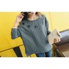 TE1402GJWL Korean fashion casual loose stripes embroidery t-shirt