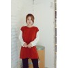 TE1406GJWL Korean style loose color matching back buttons long t-shirt