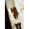 TE1411GJWL New style Korean fashion thicken embroidery stripe collar fuzz coat