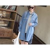 TE1515GJWL Fashion joker tassel edge irregular thicken denim coat