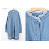 TE1515GJWL Fashion joker tassel edge irregular thicken denim coat