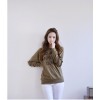 TE1525GJWL Casual fashion letter print holes sleeve lace splicing t-shirt