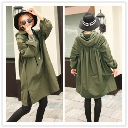 TE1526GJWL Large size casual joker wind coat with cap