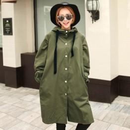 TE1526GJWL Large size casual joker wind coat with cap