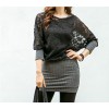 TE1530GJWL Autumn style lace splicing batwing sleeve fake two piece dress