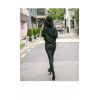 TE1531GJWL Autumn style batwing sleeve zipper tight hip dress with cap