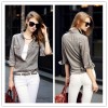 TE1417GJWL Euramerican fashion casual lycra back splicing denim shirt