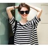 TE1419GJWL Euramerican fashion slim look A-line stripes long t-shirt