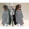 TE1419GJWL Euramerican fashion slim look A-line stripes long t-shirt