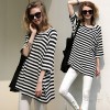 TE1419GJWL Euramerican fashion slim look A-line stripes long t-shirt