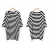 TE1419GJWL Euramerican fashion slim look A-line stripes long t-shirt