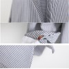 TE1422GJWL Euramerican fashion stand collar joker stripes forked tail long shirt