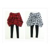 TE1533GJWL Casual joker irregular checks skirt with leggings fake two pieces