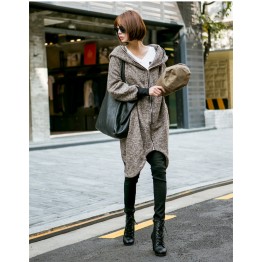 TE1536GJWL Autumn style loose zipper coat with cap