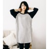 TE3079YZS Fleece splicing contact color raglan sleeve large size pocket dress