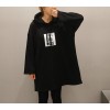 TE3081YZS Letters print loose long sleeve hoodies dress