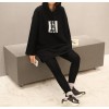 TE3081YZS Letters print loose long sleeve hoodies dress